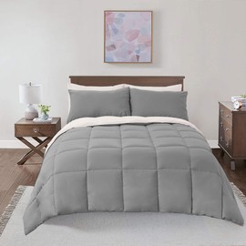 Royal Hotel Soft and Plush Down Alternative Comforter - Reversible with 2 Colors Duvet Insert Comforter - Hypoallergenic Hotel Plush Down-Alternative - California King, King, Gray and White