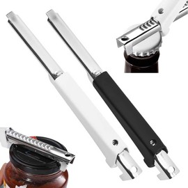 2 Pcs Effortless Jar Openers for Arthritis Hands, Adjustable Manual Can Bottle Lid Ring Pull Opener for Weak Hands Seniors Restaurants Picnics Kitchen Tools & Gadgets (White Black)