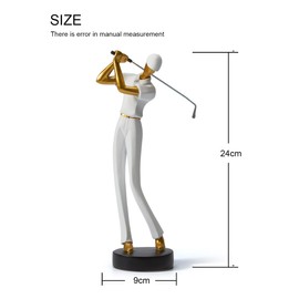 HAUCOZE Golf Escultura Figura Golfer Decorativa Regalo Modern Estatua Interior Salon Arte Resina Decoración del Hogar Blanco 24cm