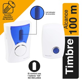 Sanelec 2637 Timbre Inalámbrico con Clavija, color Azul