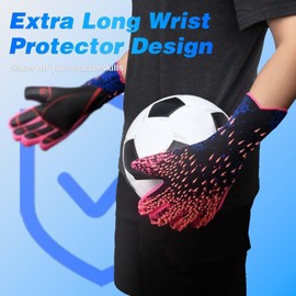 QUICARD Goalkeeper Gloves, Professional Football Gloves Children in Sizes 6/7/8/9/10, Strong Receiver for Men, Boys, Teenagers, Adults, Children (Red, 7)