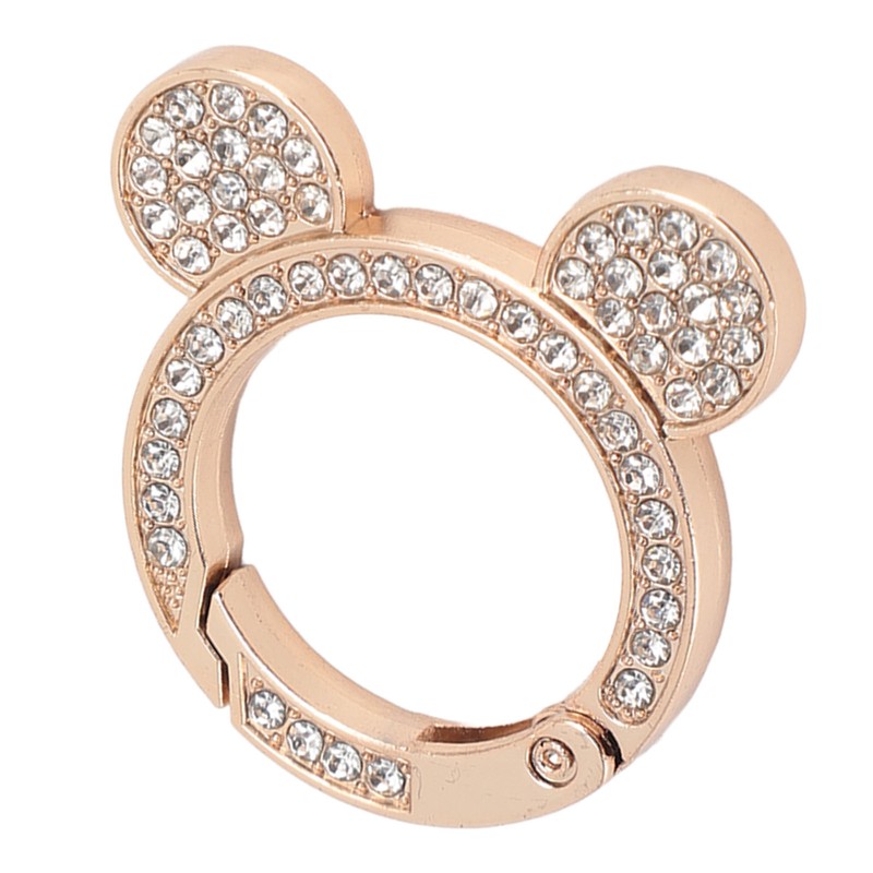10pcs Rhinestone Spring O Rings Cute Bear Head Zinc Alloy