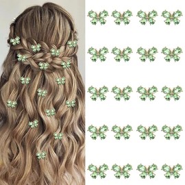 YISSION 20 Pcs Small Rhinestone Butterfly Hair Clips Mini Green Butterfly Clips Decorative Hair pins Wedding Bridal Hair Accessories for Girls Women