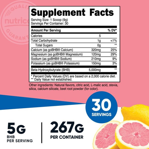 Nutricost Nutricost BHB Salts Drink Mix (30 Servings, Strawberry Lemonade