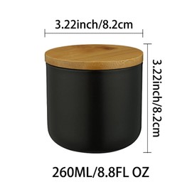 Ceramic Food Storage Jar Canister Modern Design Food Canisters with Airtight Seal Bamboo Lid, Loose Tea Coffee Spice Nuts Snacks Storage Jar Canister (Black 8.79oz/260ml)