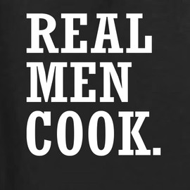 Real Men Cook Kitchen BBQ Grilling Cooking Graphic Apron with Pockets, Black, One Size