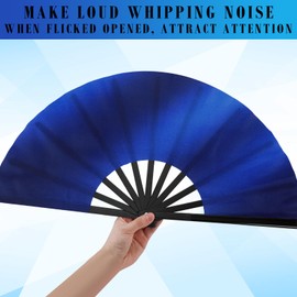 Maitys 2 Pcs Large Clap Fans for Line Dancing 13 Inches Folding Hand Rave Fan Nylon Cloth Foldable for Line Dancing Festival Craft Dance Decoration for Party Favors(Dark Color,Gradient Pattern)
