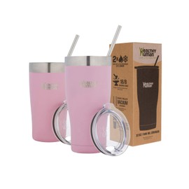 Healthy Human Insulated Stainless Steel Tumbler Travel Cruiser Cup with Straw and Lid 32 oz Petal Pink