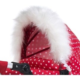Roma Dolls Pram Hood Fur - white
