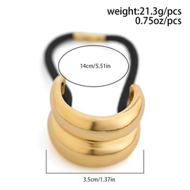 Danshinbow Metal Hair Ponytail Holders, Metal Geometric Elastic Shaped Hair Ties, Hair Cuff Wrap Rope for Women (B-Gold)