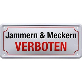 schilderkreis24 - Tin Signs Funny Saying "Jammern & Meckern Verboten" Decorative Sign Metal Sign Gift Idea Humour Funny Gift for Birthday or Christmas 28 x 12 cm