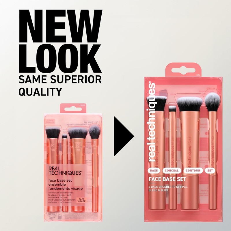 REAL TECHNIQUES, Face Base Set, Kit de Brochas de Maquillaje