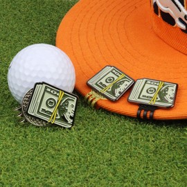 Golf Ball Marker with Dollar Cash Stack Design – Magnetic Hat Clip Included – Fun Novelty Golf Accessory