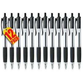 Always23 Ballpoint Pens, Comfort Grip Ballpoint Pen, Comfort Grip & Smooth Writing, Black Ink, 1mm 12 Pack
