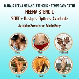 Ivana's Set of 2 Pieces Henna Tattoo Stencil Set for Women Girls Hand Finger Body Paint Temporary Tattoo (NIV-07)