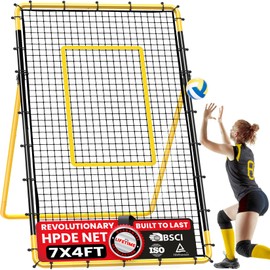 Happy Jump Adjustable Volleyball Rebounder Net Equipment 7x4 FT with Volleyball Practice for Adult Backyard Indoor Outdoor Training
