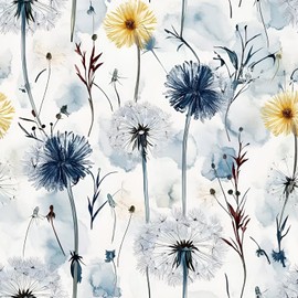 COKCOKR Dandelion Wallpaper,17.71" x236.2" Blue Ink Wash Imprint Background, Wall Decoration, Contact Paper Aesthetic Stick on Easy Peel Off Wall Paper for Bedroom Bathroom Kitchen Living Room