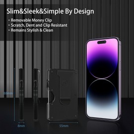 HIESGIE Minimalist Metal Wallet for Men - Slim Front Pocket Wallets with Money Clip - RFID Blocking Aluminum Card Holder - Skull Poker Engraved