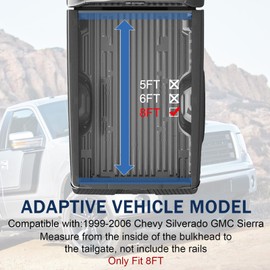 DICMIC Soft Roll-Up Truck Bed Tonneau Cover Compatible with 1988-2007 Chevy Silverado GMC Sierra 8FT Bed