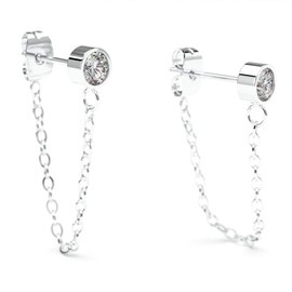 THIORA Women's Necklace Earrings with Stones | Premium Stainless Steel | Cubic Zirconia | Earring with Chain, Stainless Steel, Created Cubic Zirconia