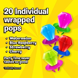 Ring Pop Lollipops - Bulk Candy Individually Wrapped Suckers Variety Party Pack- 20 Count w/Assorted Flavors - Hard Candy for Party Favors, Kids & Goodie Bags
