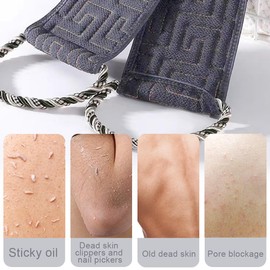 Wear Back Brush for Body Scrub, Back Scrubber for Shower, Double Sided Back Scrub Washcloth with Handles, Large Body Scrub Bathing Device to Thoroughly Clean Your Body