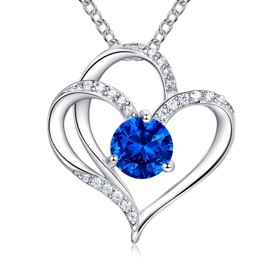 Van Chloe Love Heart Necklace for Women 925 Sterling Silver White Gold Plated Birthstone Pendant Necklaces for Women with 5A CZ Diamond Jewelry Gift Birthday Gift for Mom Women