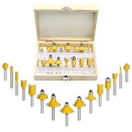 Ozmatip Router Bits Set of 15 Pieces 1/4 Inch Woodwork Tools for Beginners,Carbide Router Bits for Wood, Woodworking, DIY (15pcs 1/4 Shank)