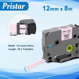 Pristar Compatible for Brother P Touch Label Tape Pastel Pink Ribbon 12mm 0.47 Laminated TZ Tape TZe-MQE31 Work with PTouch Label Maker PT D210 D220 H110 1000 1280 D400, Black on Pastel Pink, 3-Pack