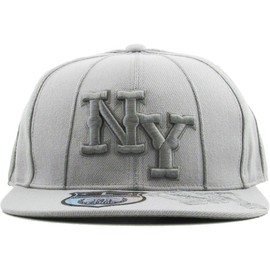 KBETHOS KB-63R LGY L New York NY Flat Brim Fitted Baseball Cap Hat