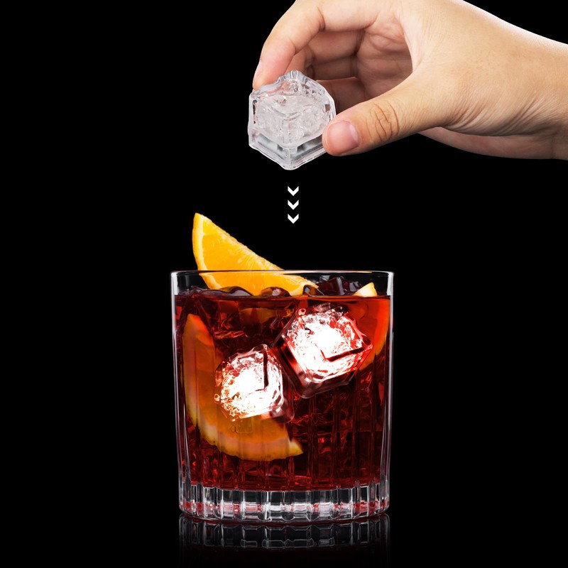 Light Up Ice Cubes for Drinks,96 PCS White LED Ice