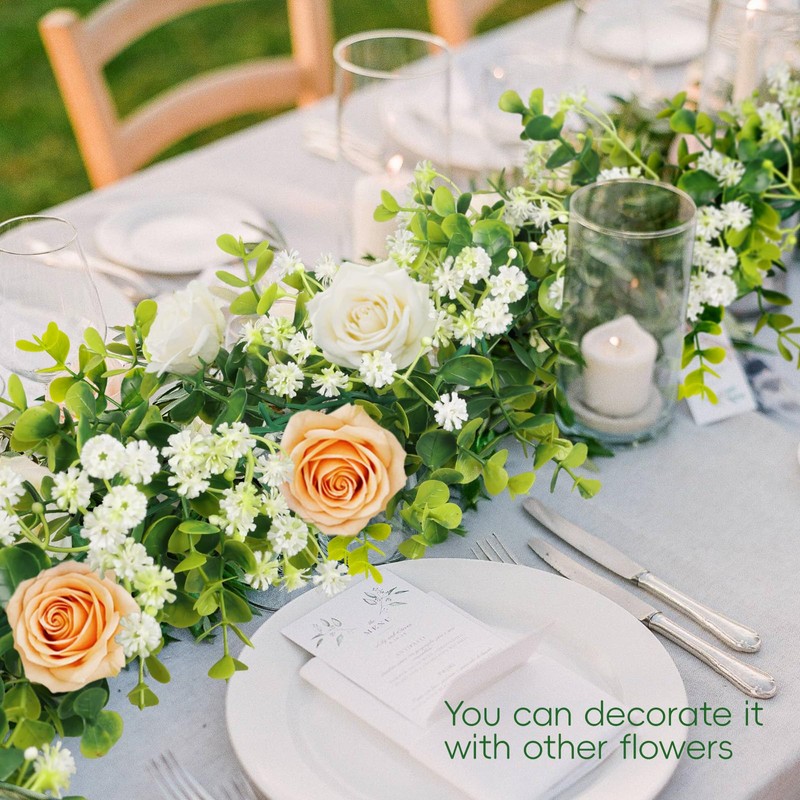 6FT Eucalyptus Garland with Flowers, 8 Pack Artificial Greenery Garland