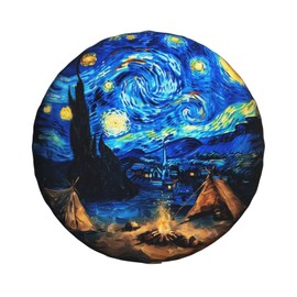 Starry Night Camping Spare Tire Cover Wheel Protectors Weatherproof Universal Wheel Cover for Trailer RV SUV Truck Camper Travel Trailer 16 Inch