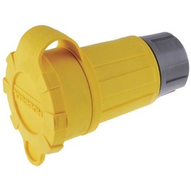 Hubbell Wiring Systems 29W76H Twist-Lock TPE Watertight Connector, 10 HP, 30 amp, 3-Phase 480VAC, 3-Pole, 4-Wire Grounding, L16-30R, Yellow