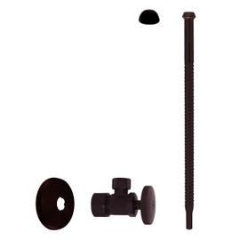 Westbrass Corrugated Supply Kit with Round Handle, 5/8" OD x 3/8" OD x 12", Oil Rubbed Bronze, D105K12-12