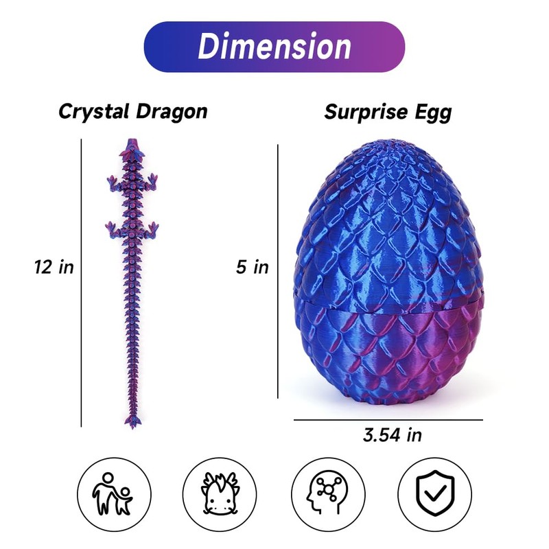 3D Printed Dragon Egg, Prefilled Easter Eggs Filled with Toy