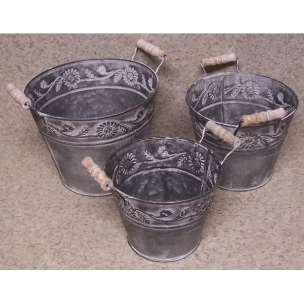 Lackland Accessories Flower Pot Round set of 3 nested rustic