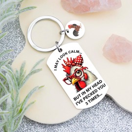 Funny Chicken Keychain Gifts For Women Men White Elephant Gifts For Adults Inappropriate Sarcastic Gag Gift For Coworker Boss Friend Cool Chicken Lover Gift For Him Her Funny Chicken Themed Stuff