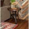Brown and Black Wood Round Side Table Casual Oak Finish