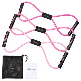 Figure 8 Resistance Band, Resistance Bands for Arms, Back, Shoulder Stretcher Exercise Bands with Handles, Upper Body Workout Equipment Set of 3 for Yoga Pilates Stretching Physical Therapy