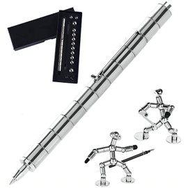 Cool 0.5mm Ballpoint Pen,Fun Stress-Relieving Multifunction Writing Pen Creative Gift for Adult or Friends (Silver)