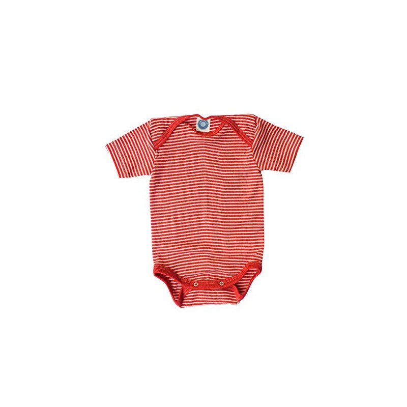 Cosilana, Baby Bodysuit Short Sleeve 70% Wool 30% Silk, Red