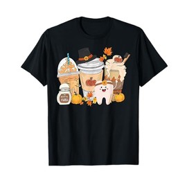 Teeth Coffee Fall Dental Pumpkin Latte Dentist Thanksgiving T-Shirt