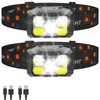 Rechargeable LED Headlamp 2-Pack, 800 Lumens, USB-C, IPX4 Waterproof, 8