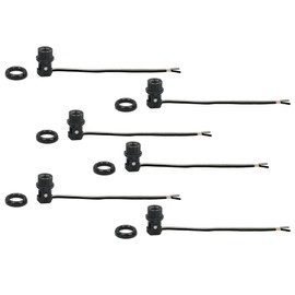 Creative Hobbies® LP1970 Phenolic Candelabra (E12) Base Sockets with 1.25" Shoulder & Screw Ring - 8" Wire Leads | Wholesale Pack of 6