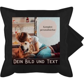 Cushion Cover – Own – Photo Picture Gift I Your Picture and Text – 50 x 50 cm – Black – Photo Cushion to Design Yourself Print Photos Sofa Cushion Photo Cushion Photo Cushion
