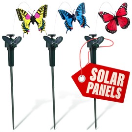 3 Pcs Fluttering Solar Butterfly Garden Stakes - Waterproof Flying Butterflies for Centerpieces with Alternative Energy Source, Easy-to-Use - Solar Garden Decorations for Yard (Battery NOT Included)