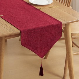 WAITER TREE Linen Table Runner Dresser Runners Washable Farmhouse Table Runners with Tassels for Coffee Table Dining Room Table Bedroom Party Holiday
