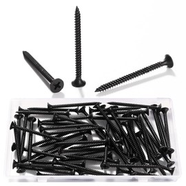 VooGenzek 60 pieces M3.5 x 50 mm coarse thread drywall screws, Phillips screws, self-tapping wood screws, for drywall, plasterboard, black