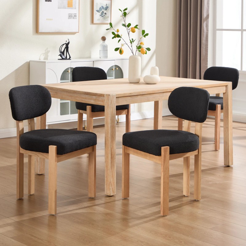 Modern Fabric Dining Chair Set of 2 Rounded Back Upholstered